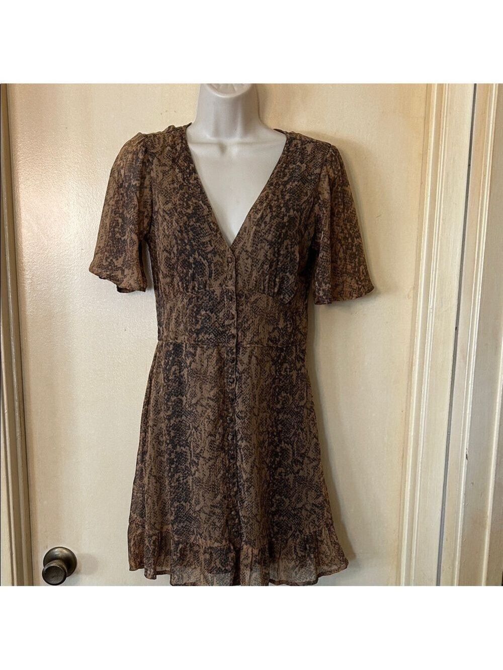 Abercrombie & Fitch Brown/Black Snakeskin Pattern Mini Dress size XS